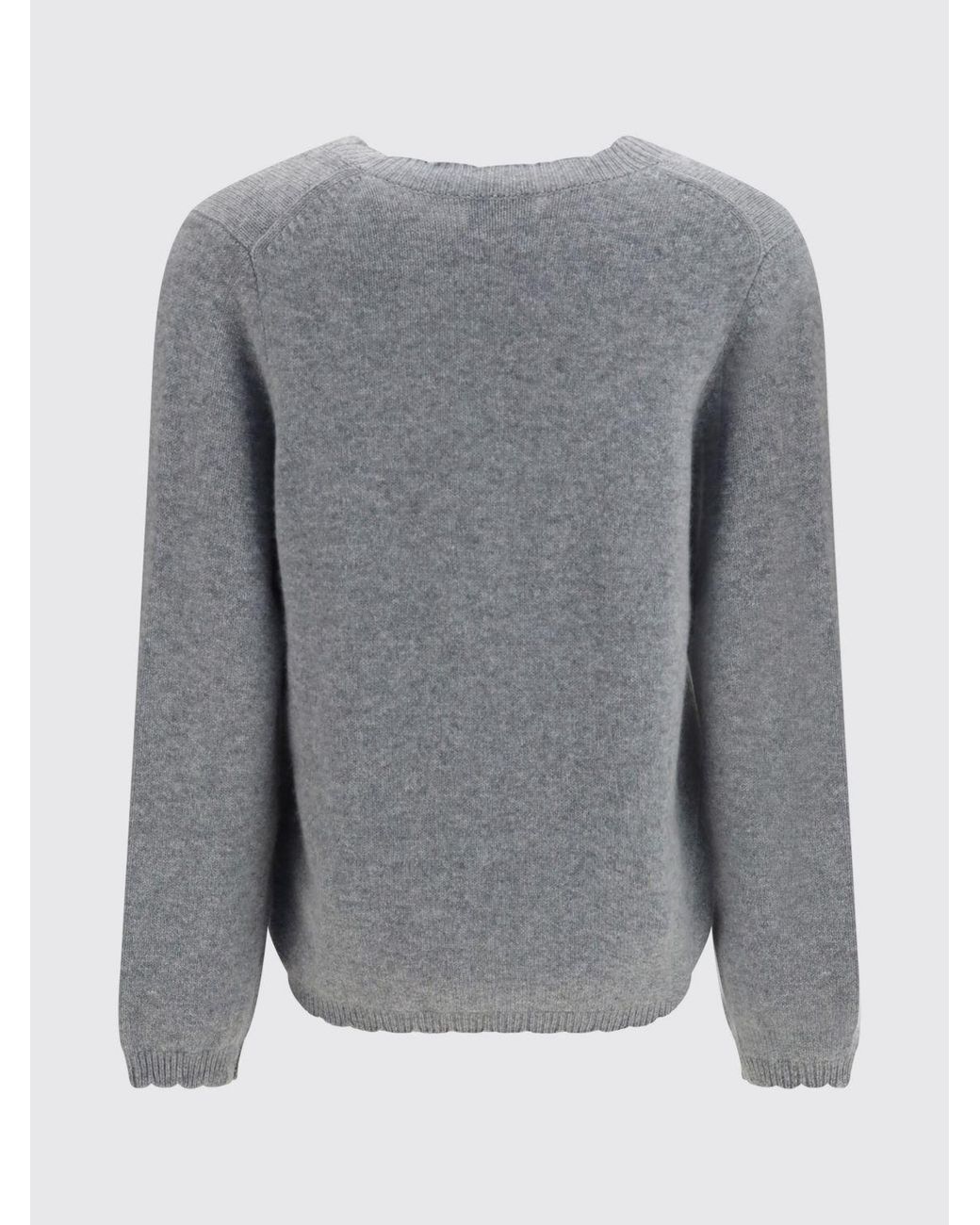 Allude Gray Relaxed Fit Cashmere V-Neck Jumper With Dropped Shoulders