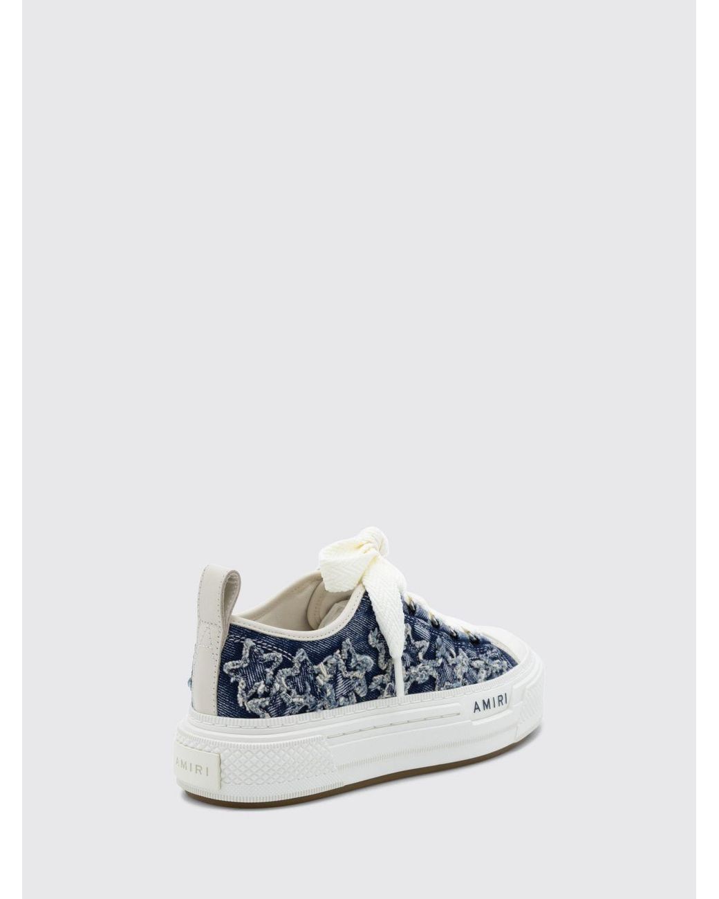 Amiri White Stars Court Denim Sneakers With Star Appliqués And Platform Sole