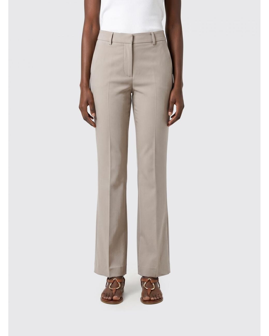PT Torino Natural Flared Virgin Wool Trousers