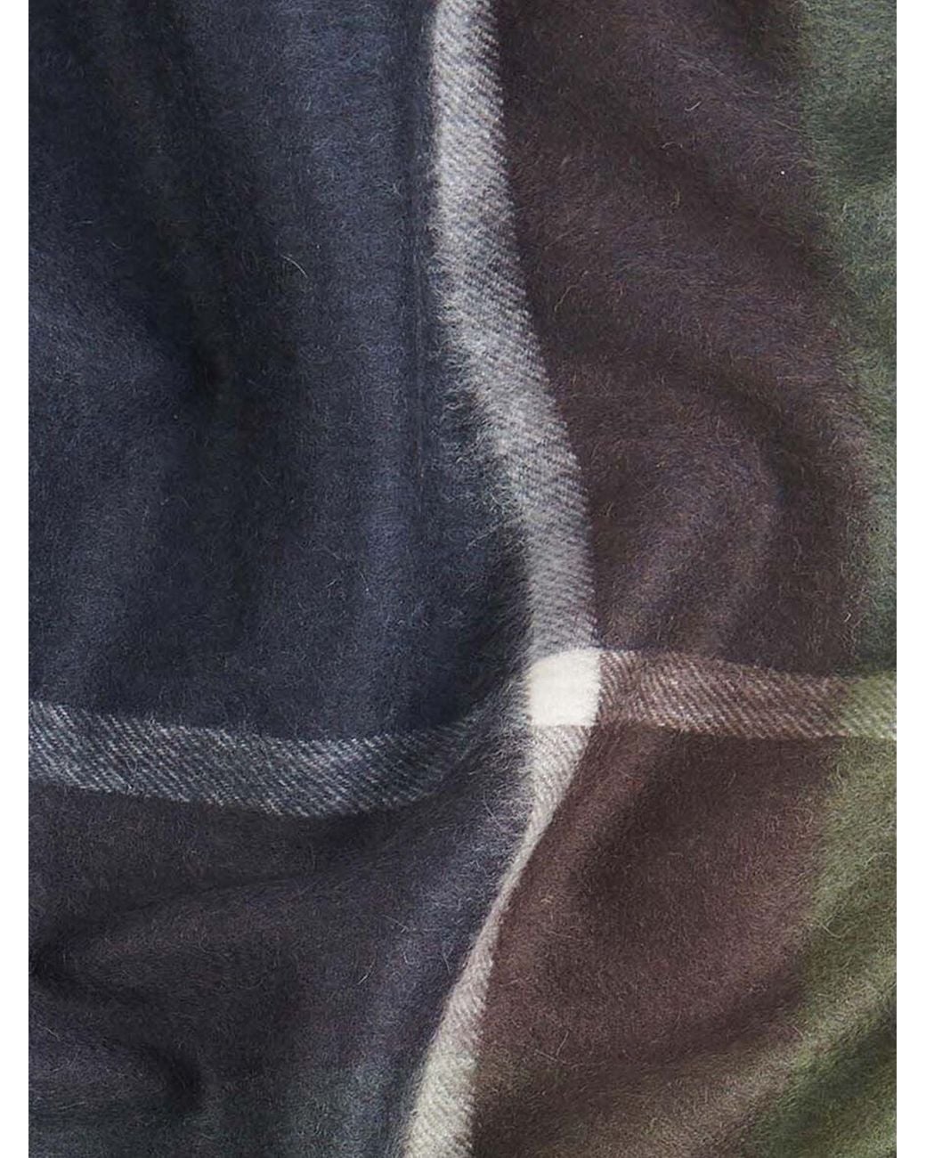 Barbour Gray Tartan-Wollschal Von Mit Fransenrändern