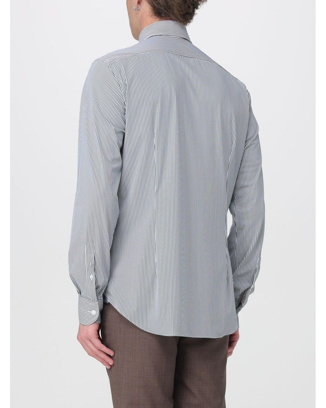 Corneliani Gray Striped Classic Shirt for men