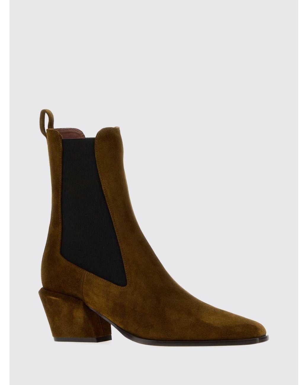 Paris Texas White Bettina Suede Western Chelsea Boots With Mid Flared Heel