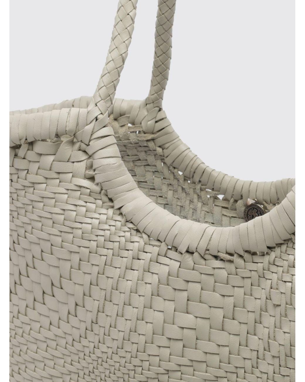 Dragon Diffusion Gray Nantucket Woven Leather Tote Bag With Double Handle