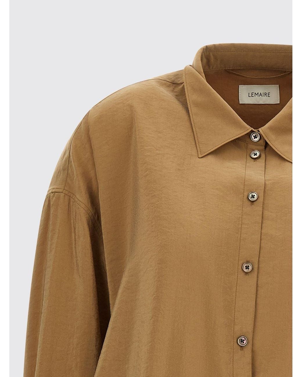 Lemaire Brown Relaxed Fit Silk Blend Shirt With Asymmetric Closure
