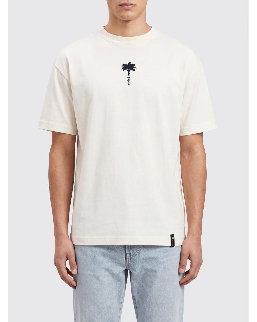 Palm Angels White Crewneck T-Shirt for men