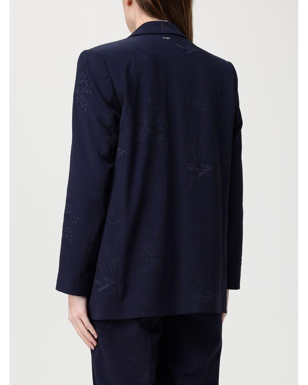 Twinset Blue Embroidered Viscose Single-Breasted Blazer