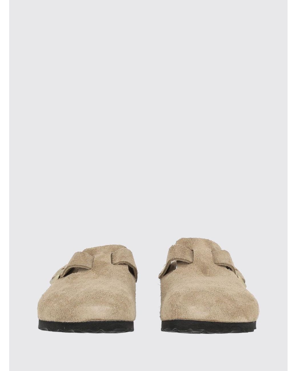 Birkenstock White Boston Suede Mules With Adjustable Strap