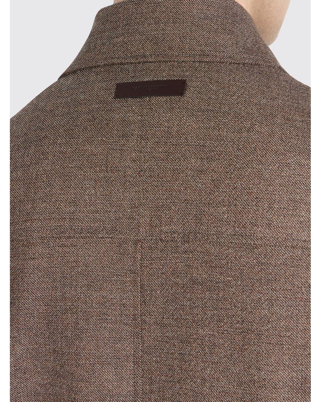 Paolo Pecora Brown Cotton Shirt Jacket With Peak Lapels And Patch Pockets for men