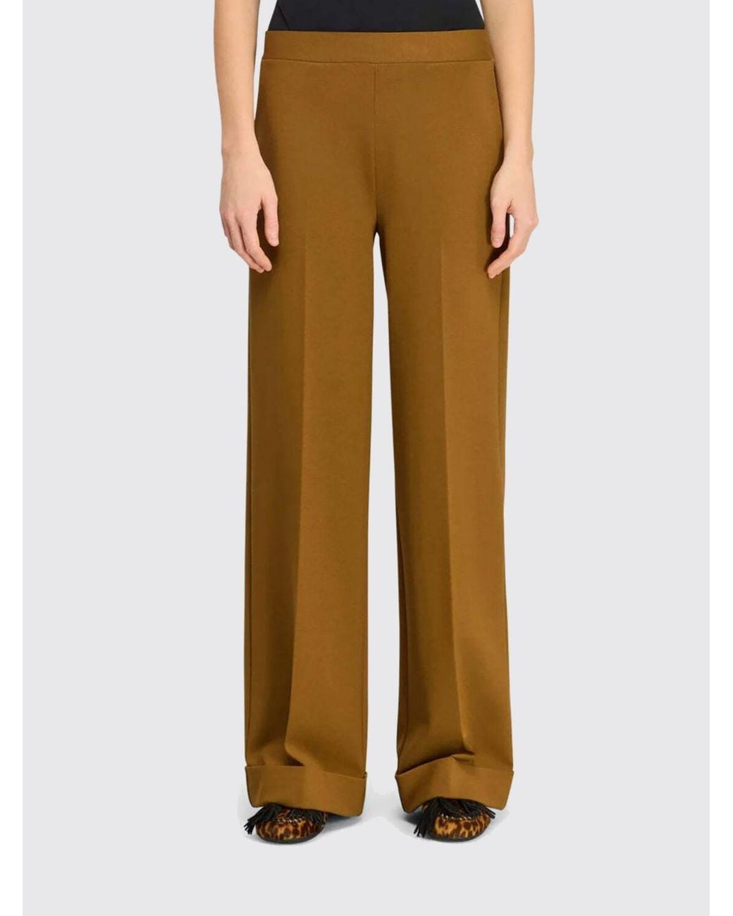 Semicouture Natural Cropped Slim Fit Trousers