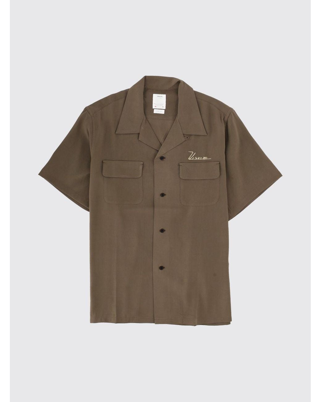Visvim Brown Short-Sleeved Rayon Bowling Shirt With Camp Collar for men