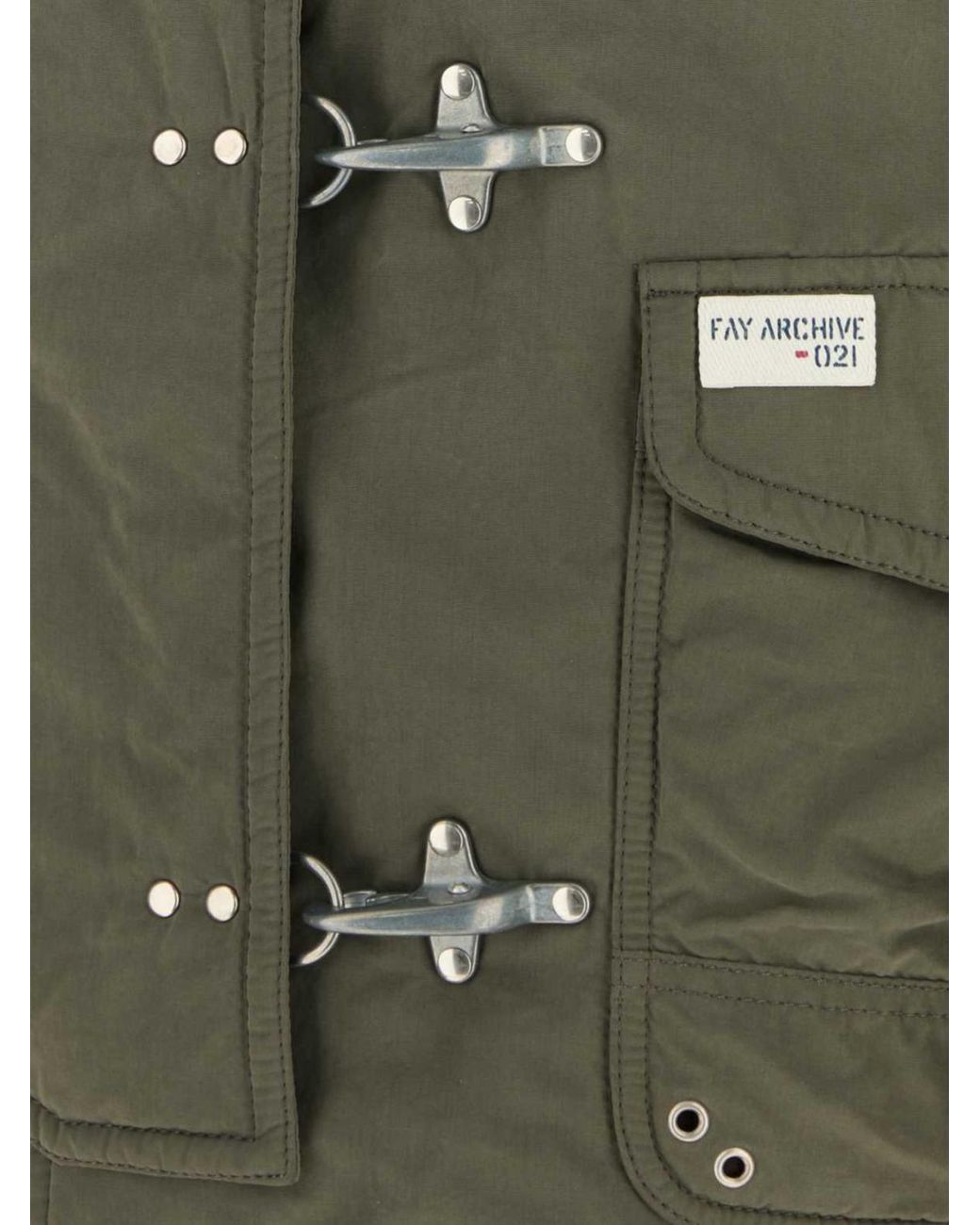 Fay Green Short Merino Wool Coat With Toggle Fastening for men