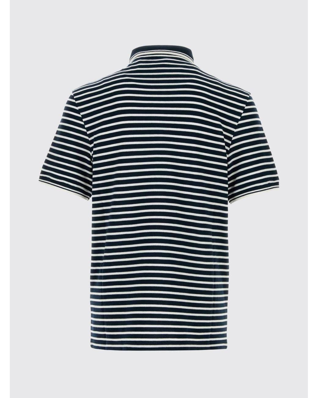 Valentino Blue Striped Cotton Polo Shirt With Logo for men