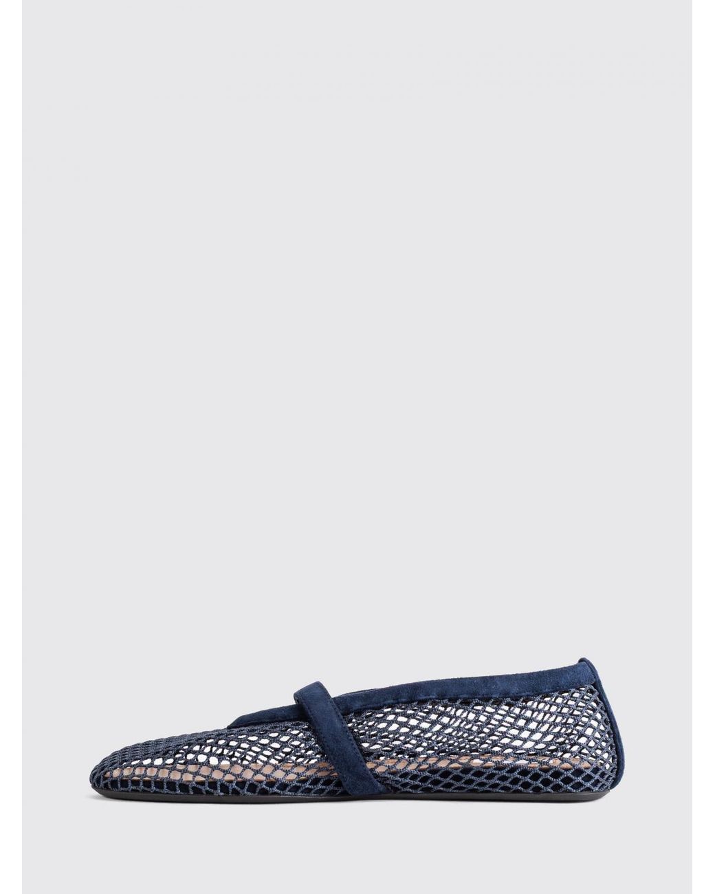 Alaïa Blue Mesh And Leather Mary Jane Ballet Flats With Adjustable Strap