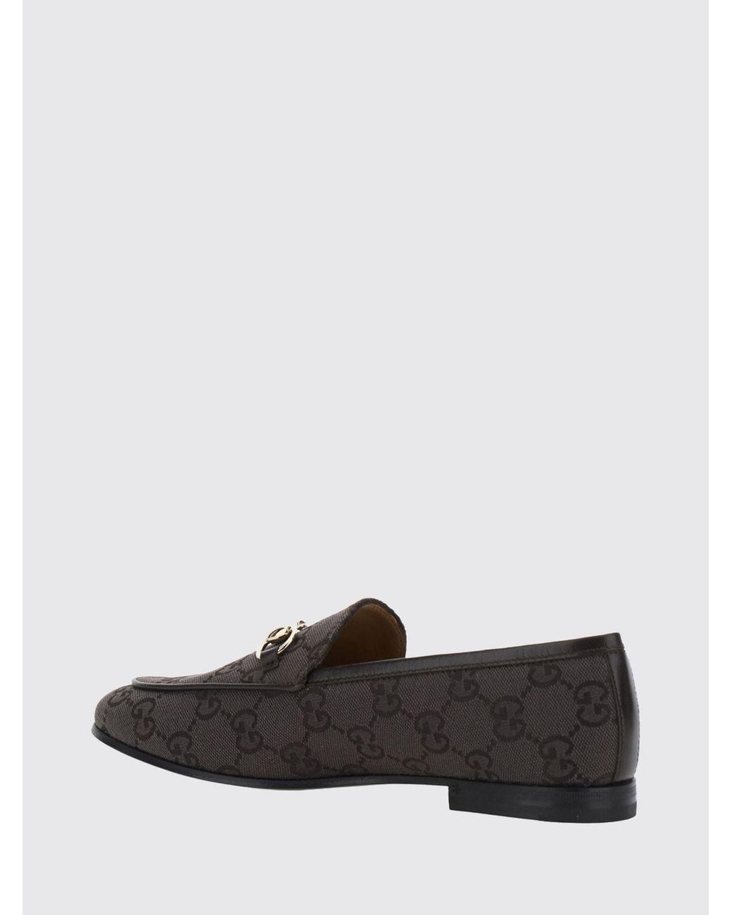 Gucci White Gg Jacquard Fabric Loafers With Horsebit Detail