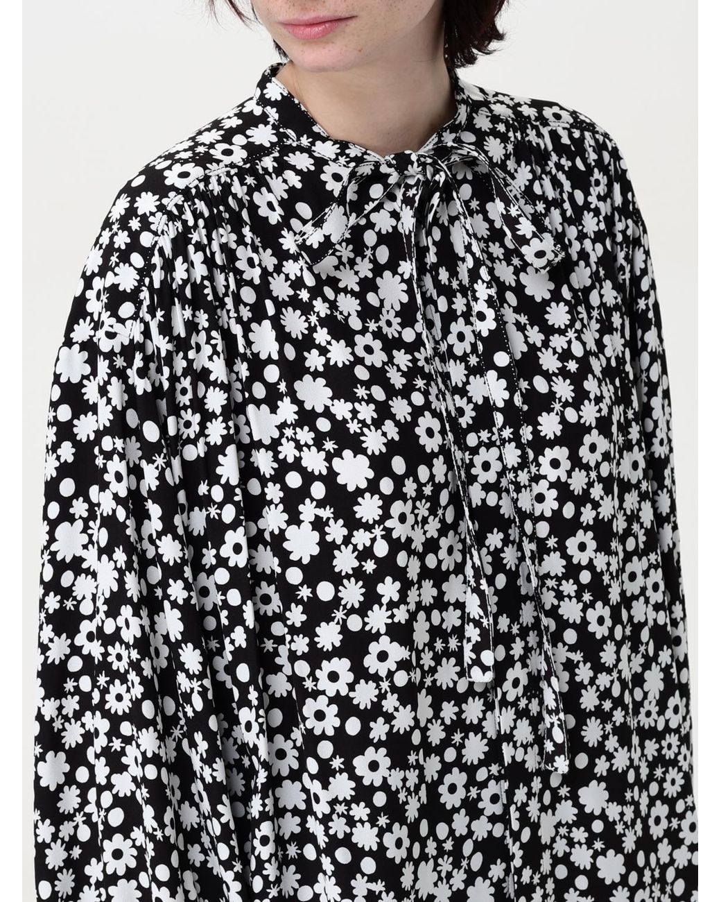 Marni Black Floral Print Blouse Long Sleeves Loose Fit