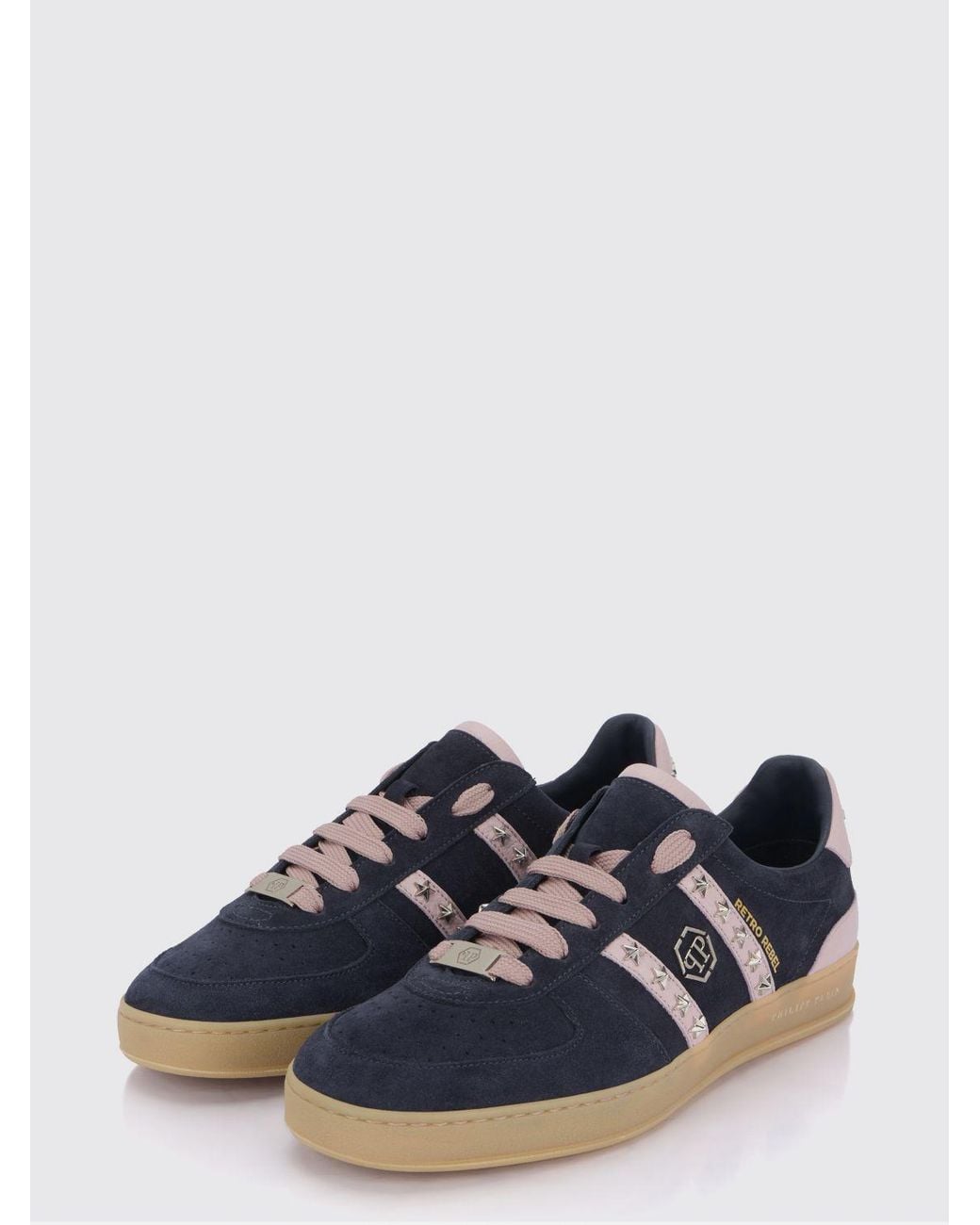 Philipp Plein Blue Retro Rebel Suede Sneakers With Applied Stars for men
