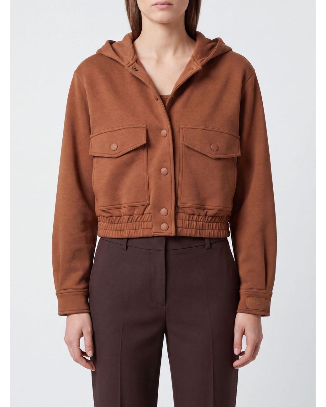 Twinset Brown Hooded Bomber Jacket