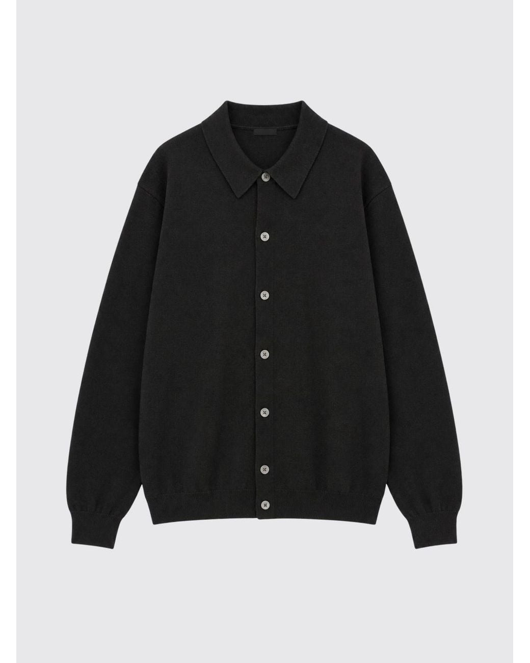 Aspesi Blue Long-Sleeved Knit Polo With A Ribbed Collar And Button Placket for men