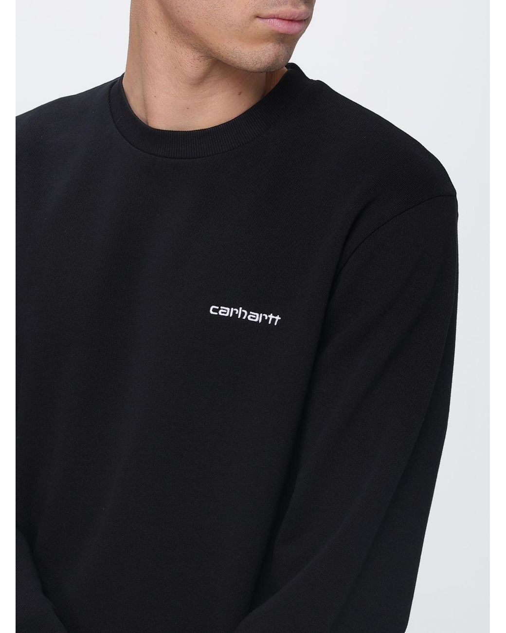 Carhartt Blue Cotton Crew Neck Logo Sweatshirt for men