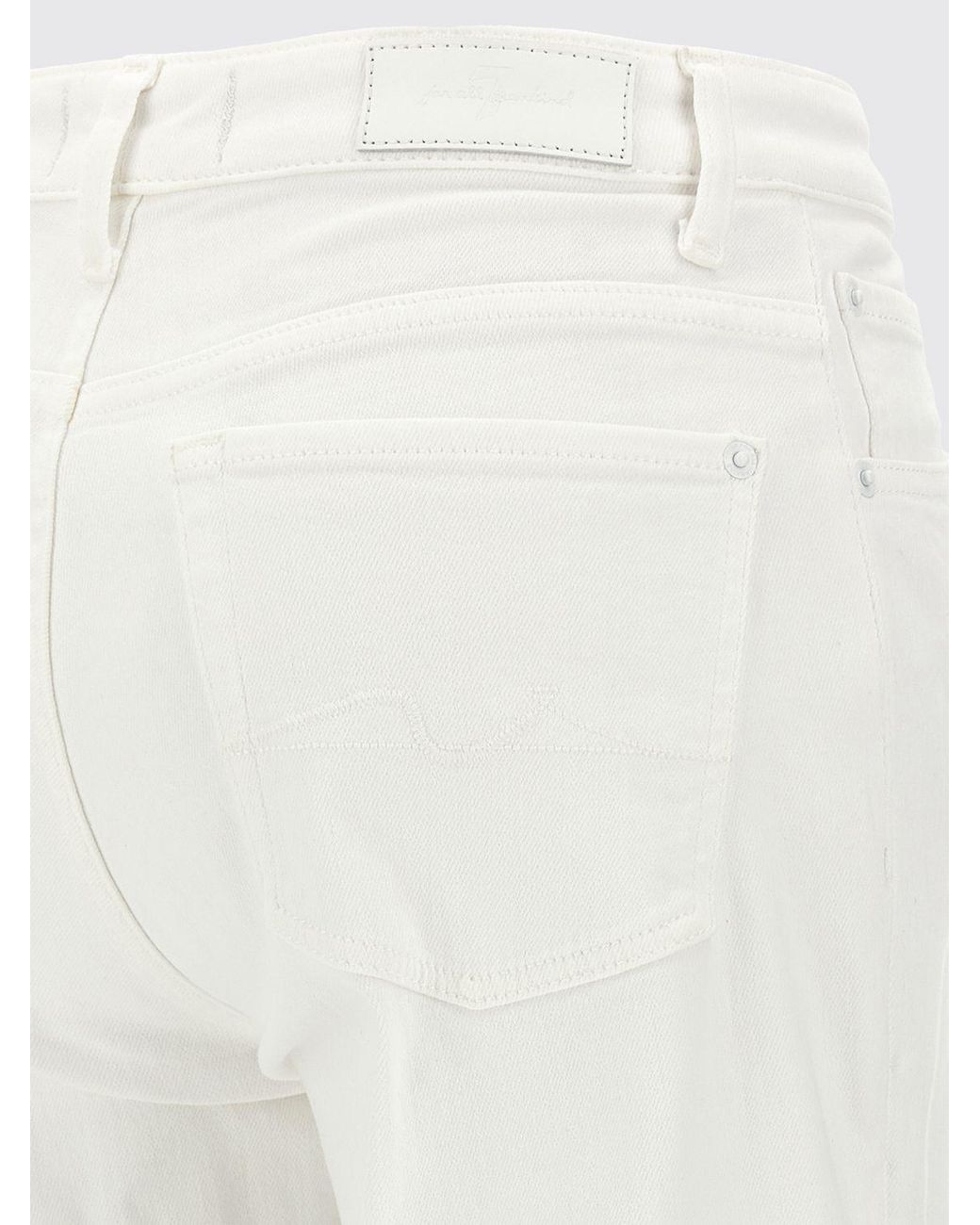 7 For All Mankind White Calie Straight Stretch Denim Jeans