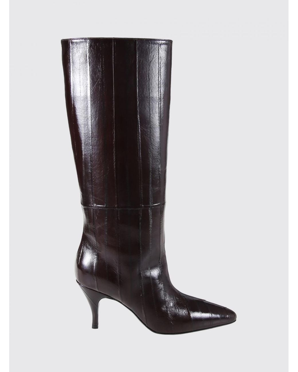 Herbert Levine Black Stiletto Heel Embossed Leather Knee-High Boots