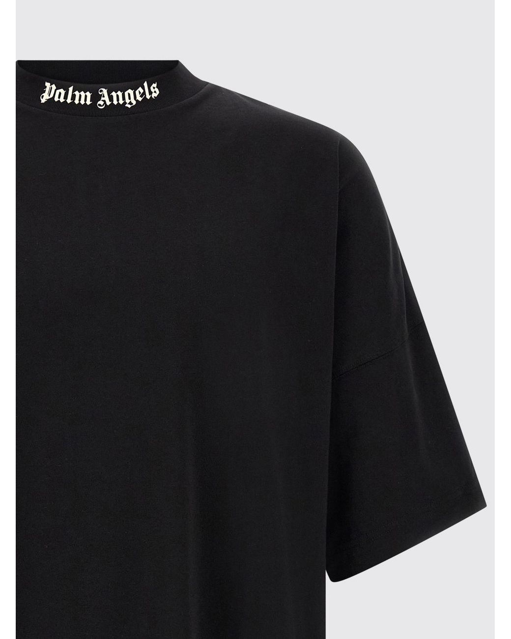 Palm Angels Black Relaxed Fit Cotton T-Shirt With Contrasting Logo for men