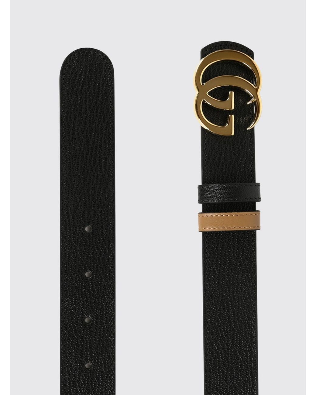 Gucci White Reversible Gg Marmont Calfskin Belt With Monogram Buckle