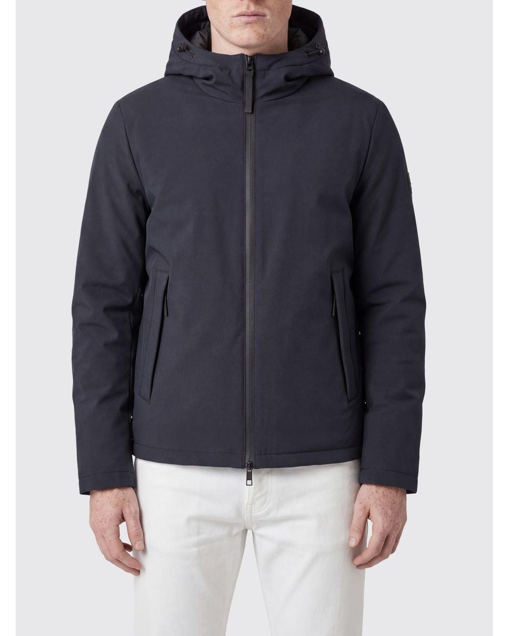 People Of Shibuya Blue Padded Hooded Windbreaker Jacket With Zip Pockets for men