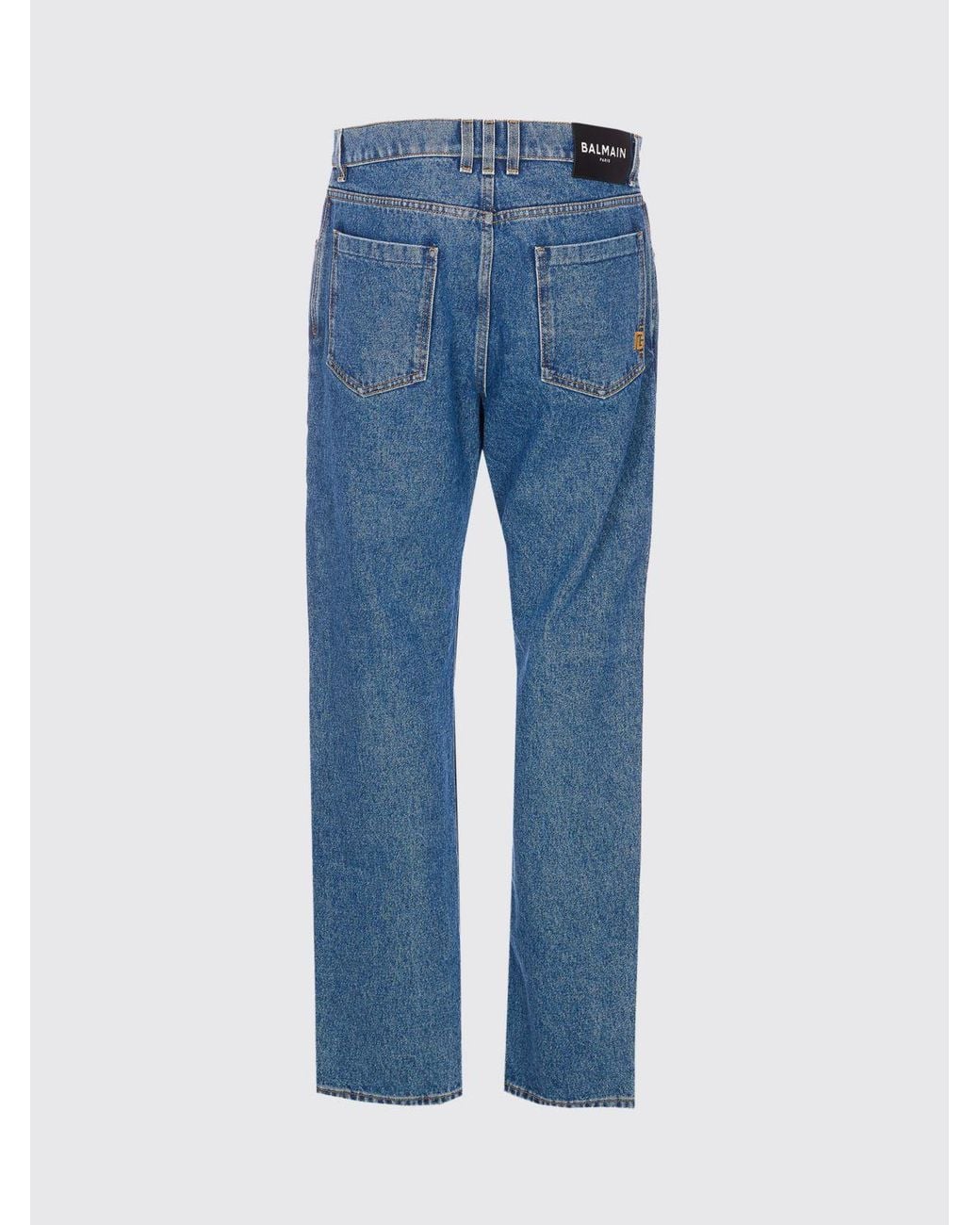 Balmain Blue Cotton Denim Straight Jeans for men