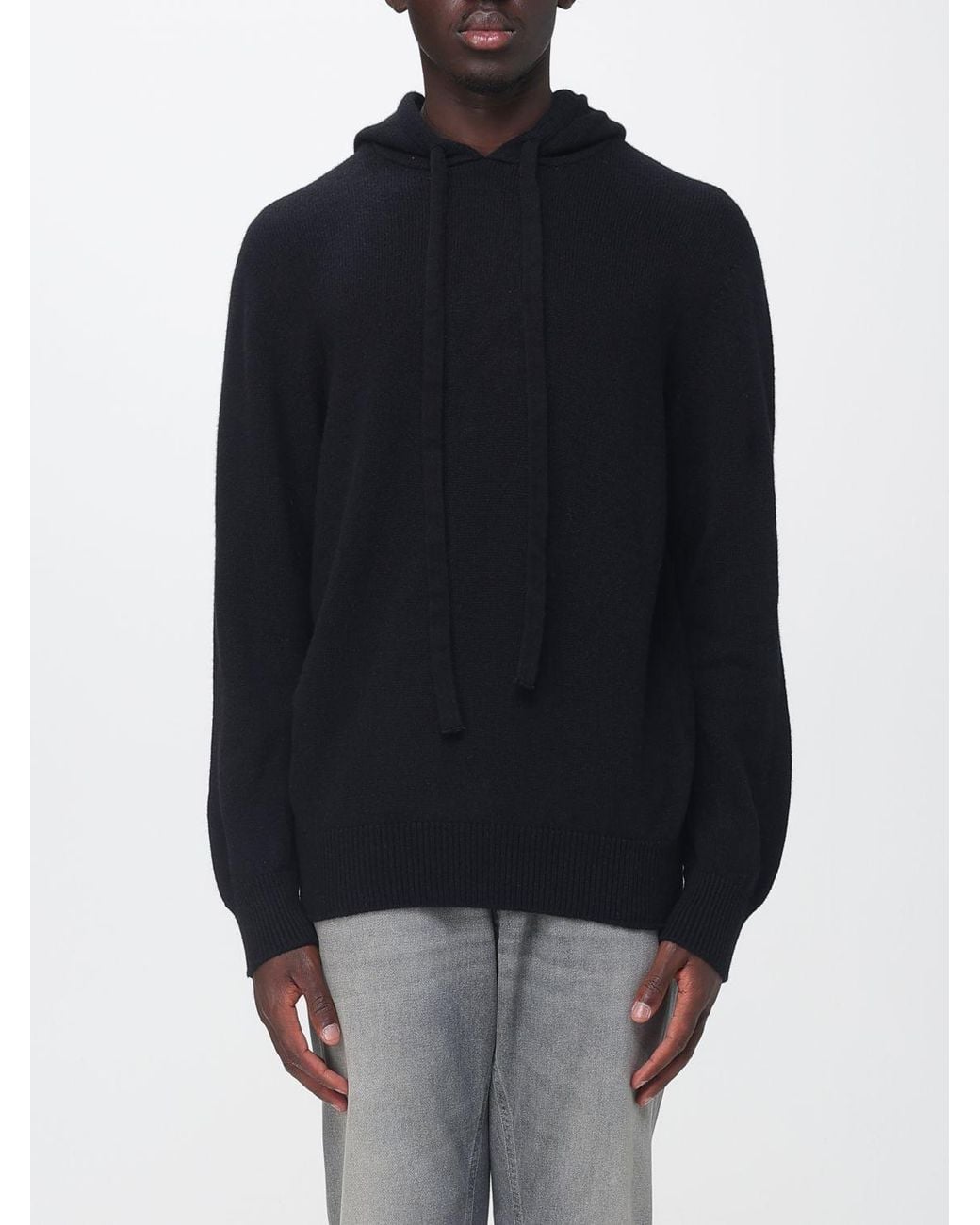 Laneus Blue Relaxed Fit Knit Hoodie for men