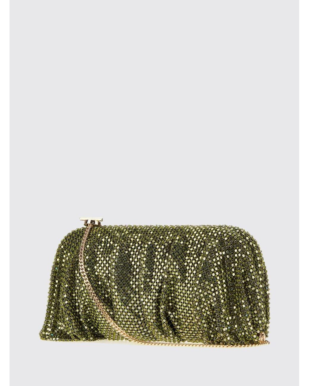 Benedetta Bruzziches Green Venus La Grande Rhinestone Aluminum Mesh Clutch