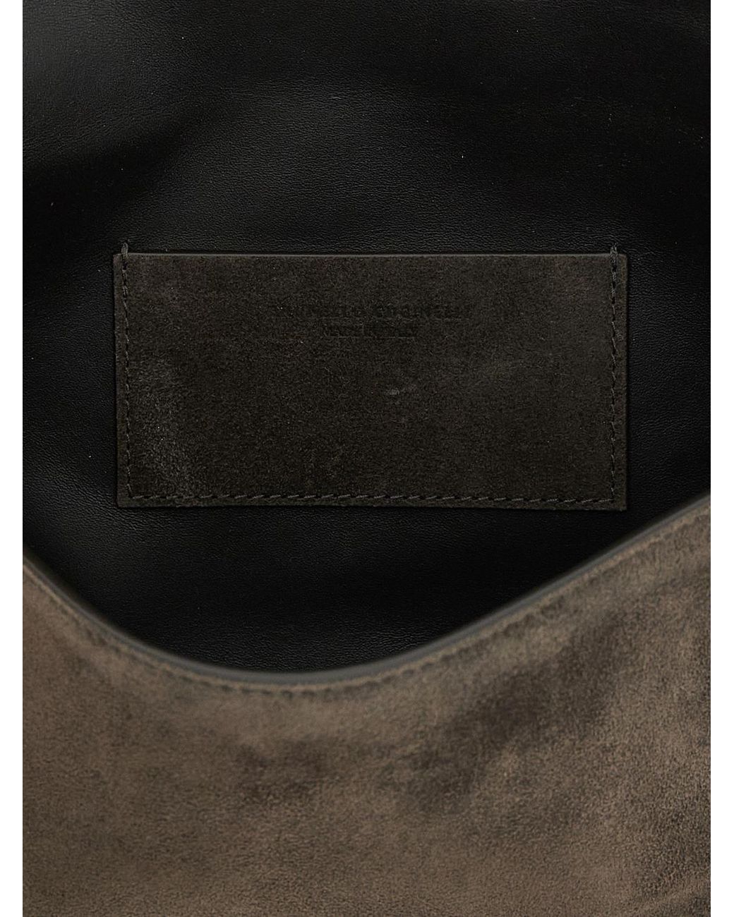 Brunello Cucinelli Black Suede Calfskin Clutch With Monili Embellishment