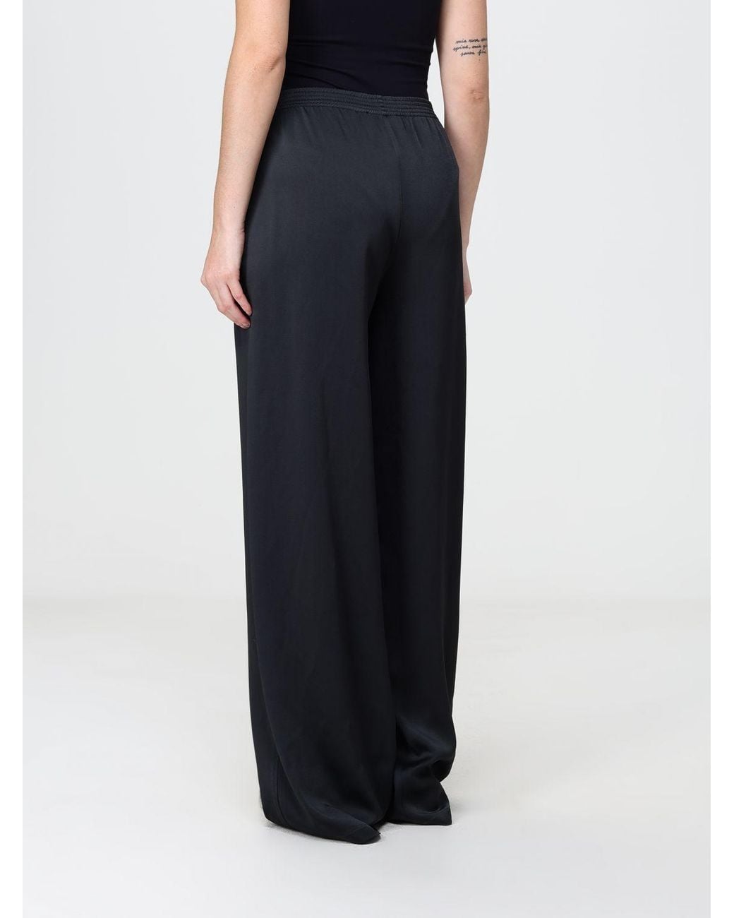 Fabiana Filippi Black High-Waisted Wide-Leg Palazzo Trousers With Elastic Waistband