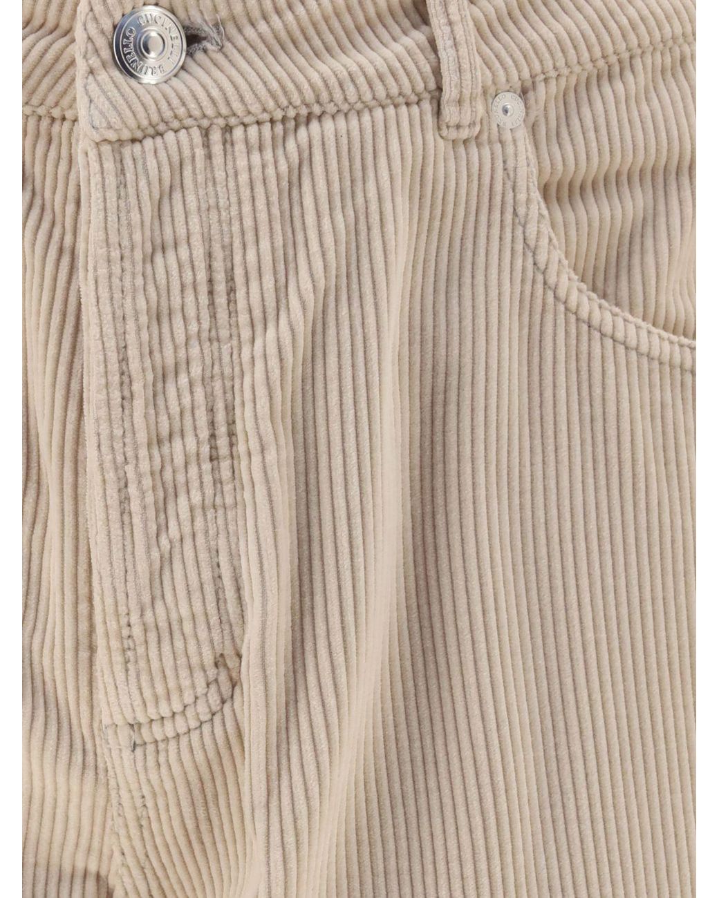 Brunello Cucinelli Natural Slim Fit Five-Pocket Cotton Corduroy Trousers for men