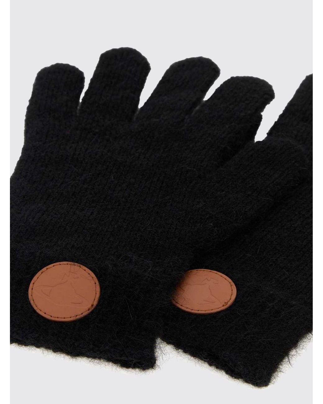 Vivienne Westwood Black Orb Logo Alpaca And Mohair Blend Gloves