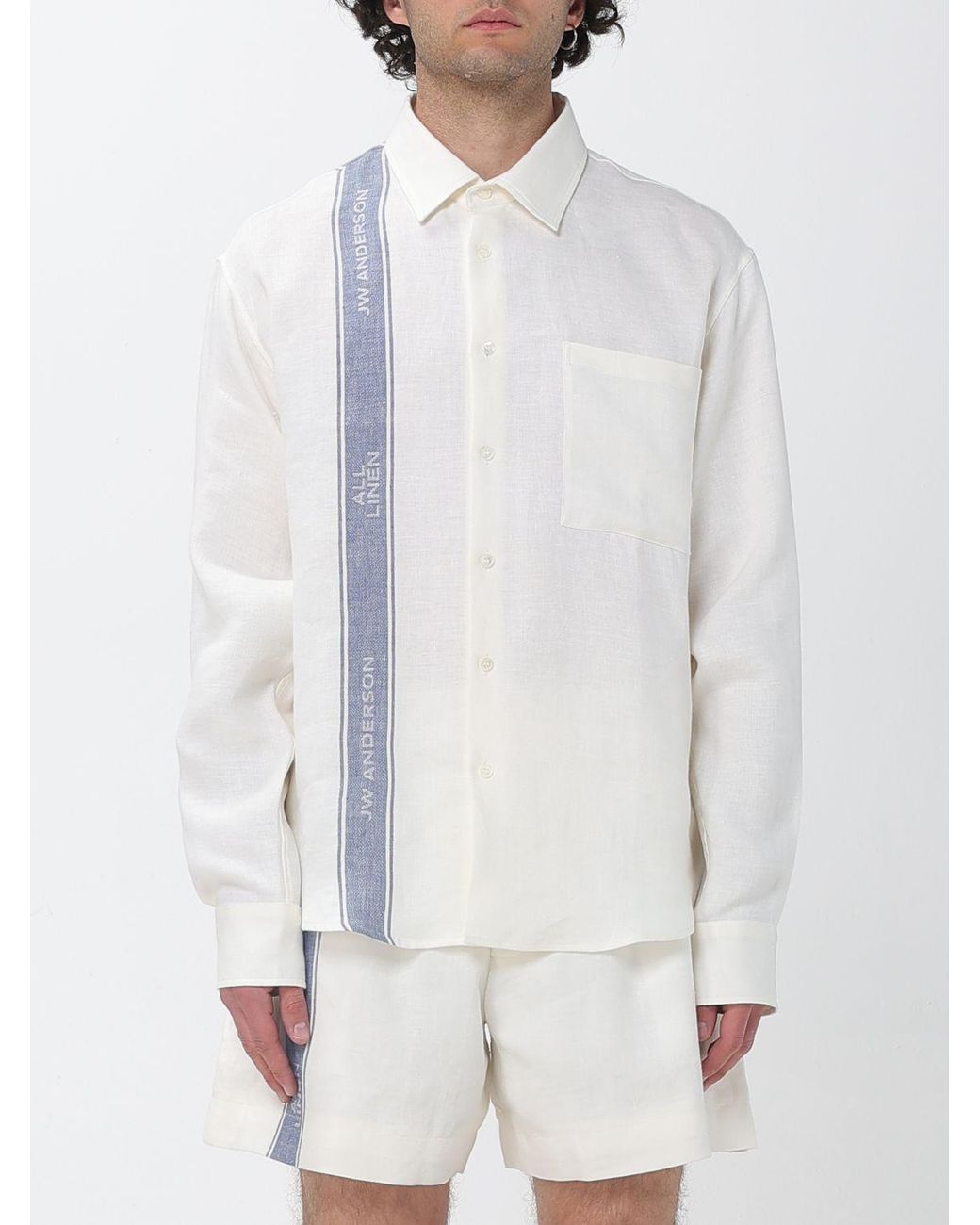 J.W. Anderson White Linen Shorts for men