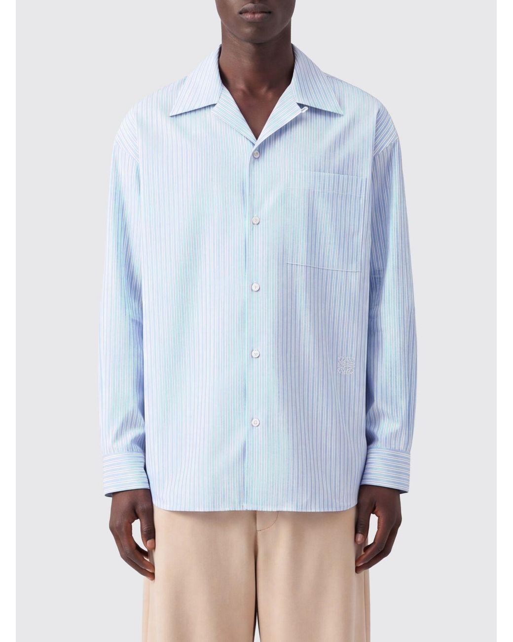 Loewe Blue Striped Cotton Casual Shirt for men