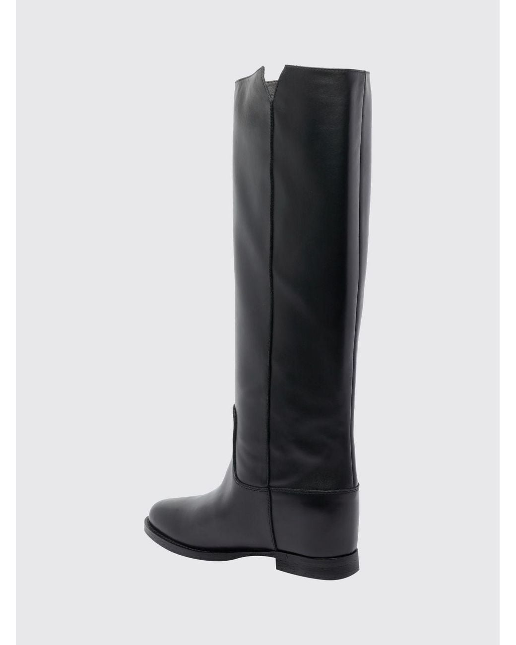 Via Roma 15 Black Knee-High Wedge Boots