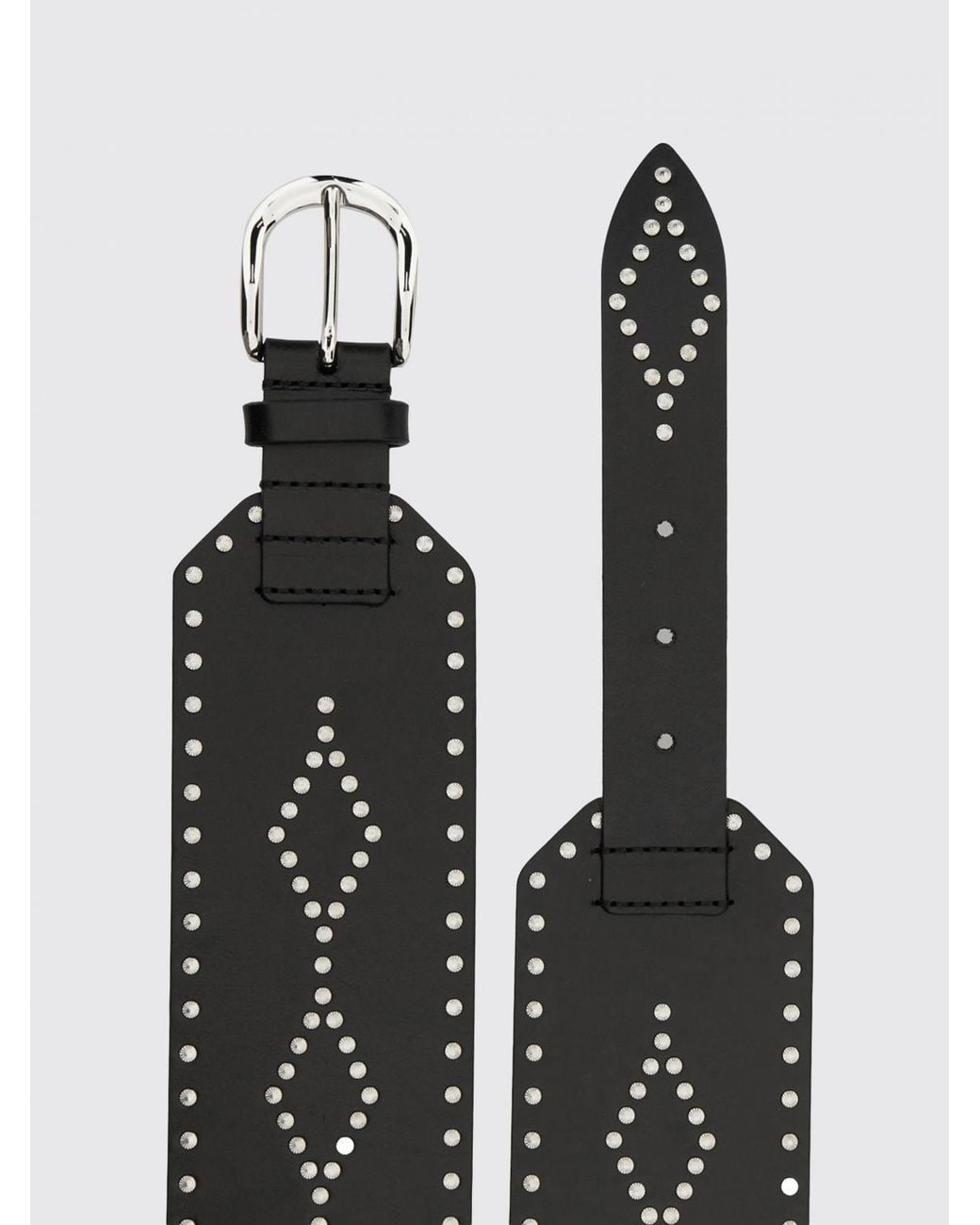 Isabel Marant White Lucie Studded Smooth Leather Belt With Pin-Buckle