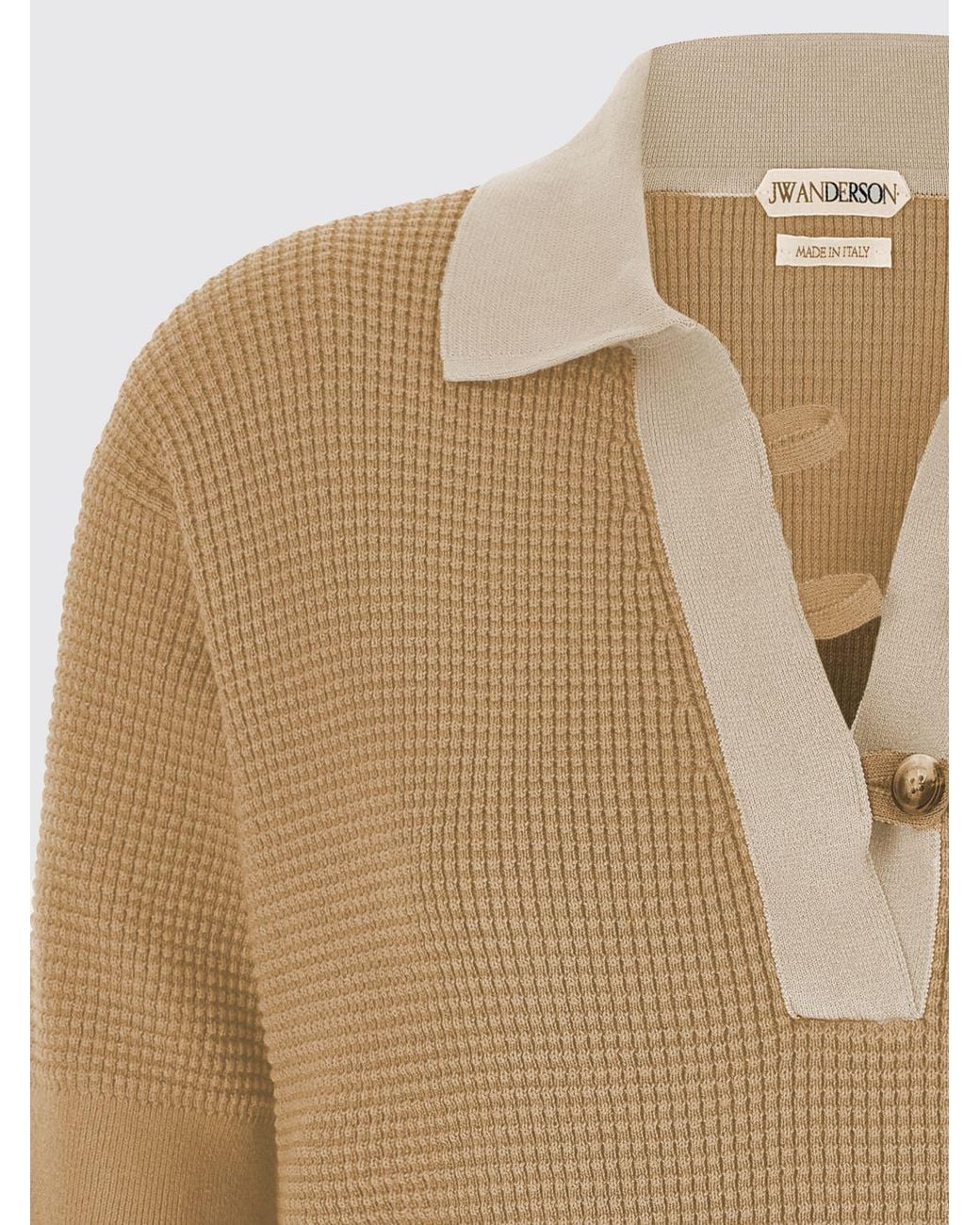 J.W. Anderson Natural Cotton And Cashmere Knit Polo Shirt With Ribbed Trims