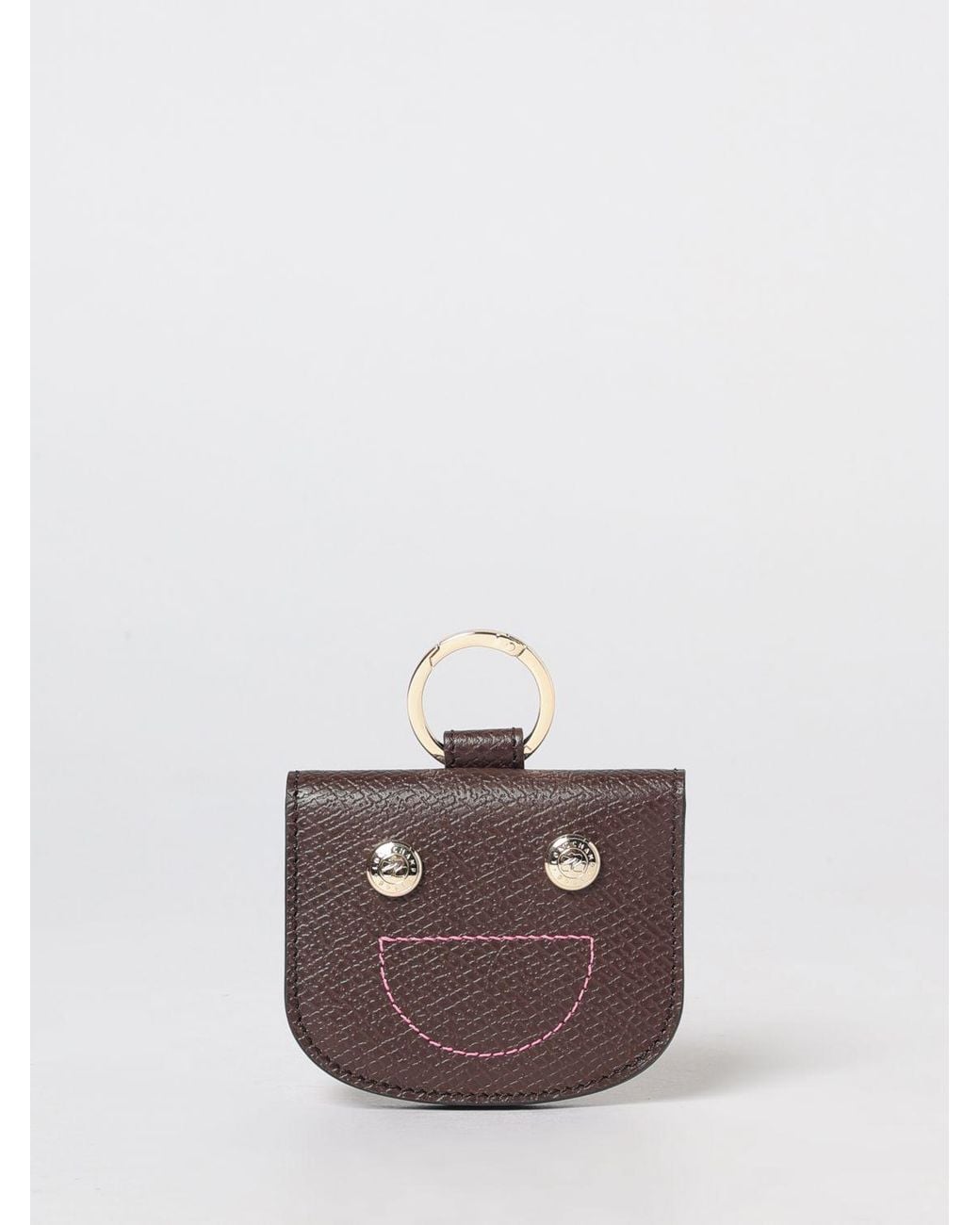 Longchamp Brown Les Champions Epure Calfskin Card Holder With Embroidery