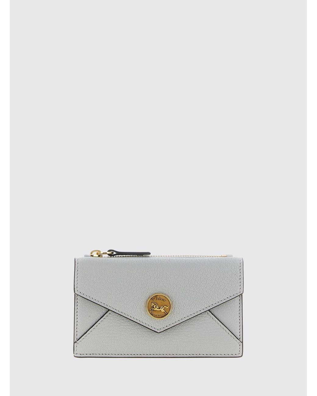 Chloé White ChloÉ Goat Leather Envelope Card Holder With Metal Logo