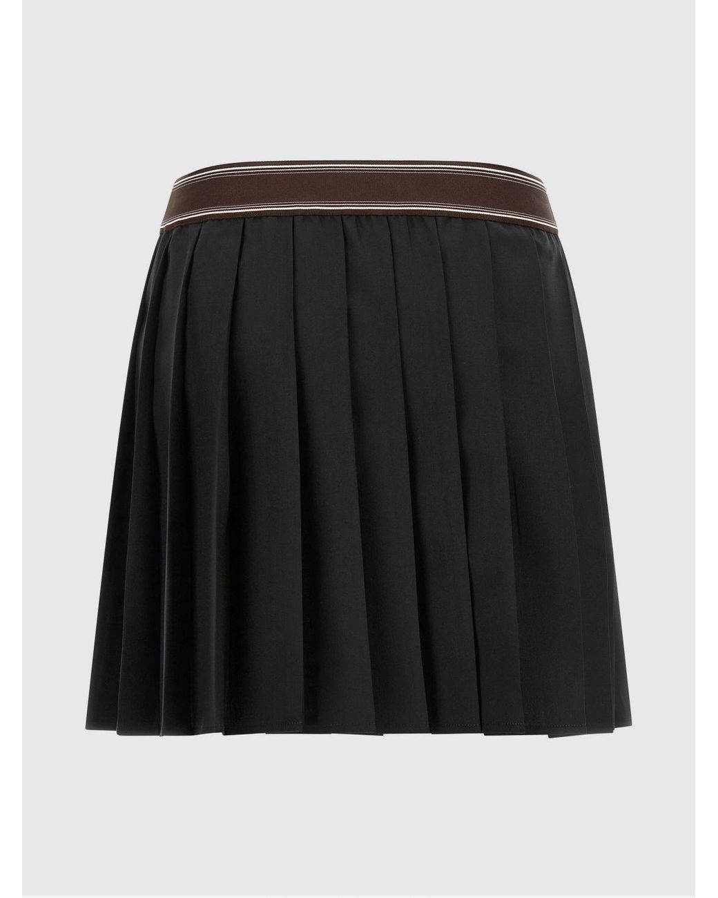 Versace Black Pleated Wool And Mohair Mini Skirt With High Logo Waistband