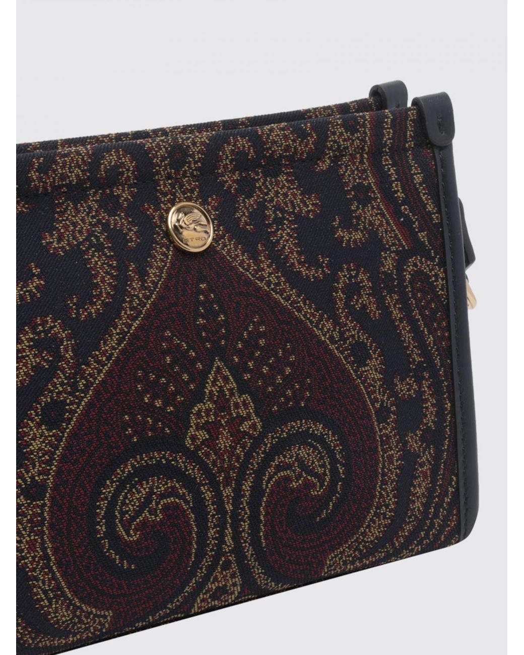 Etro Black Paisley Jacquard Fabric Mini Handbag With Pegaso Logo