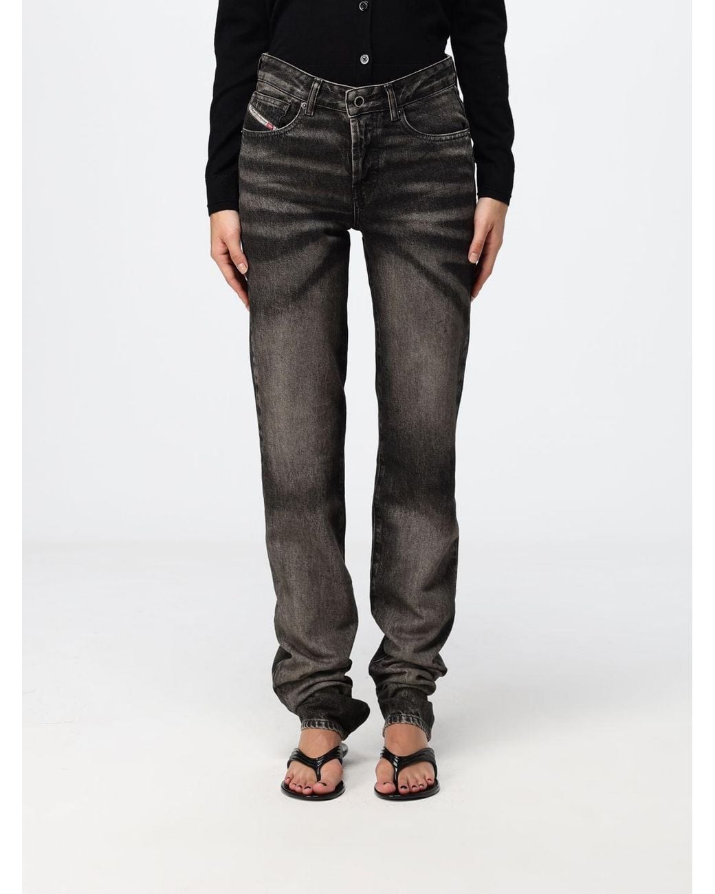 DIESEL Black D-Heel High-Waisted Straight Jeans