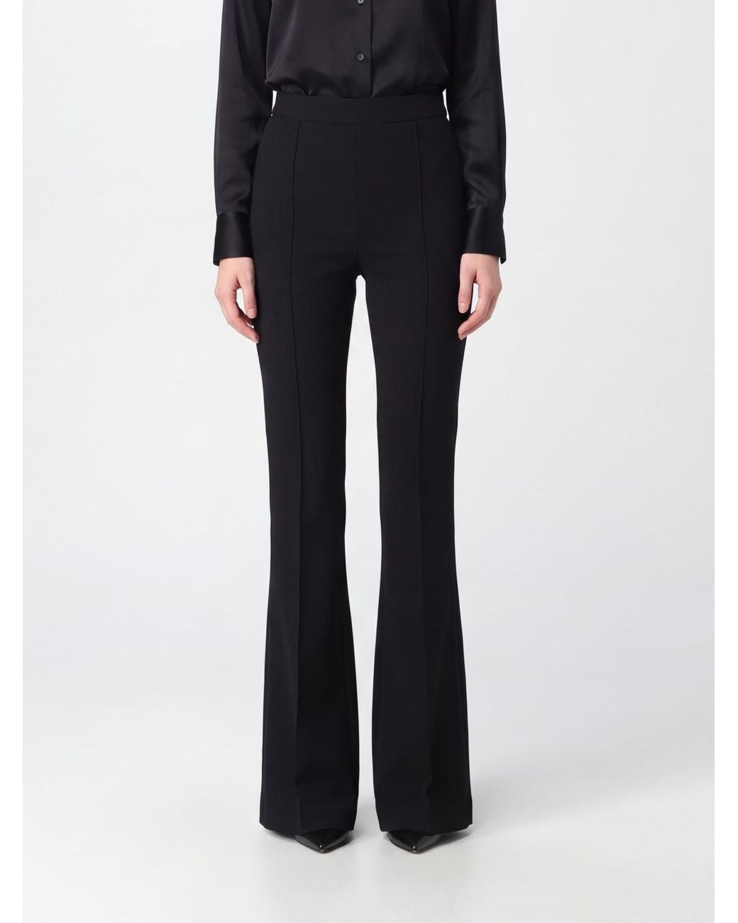 Des Phemmes Black High-Waisted Flared Crêpe Trousers