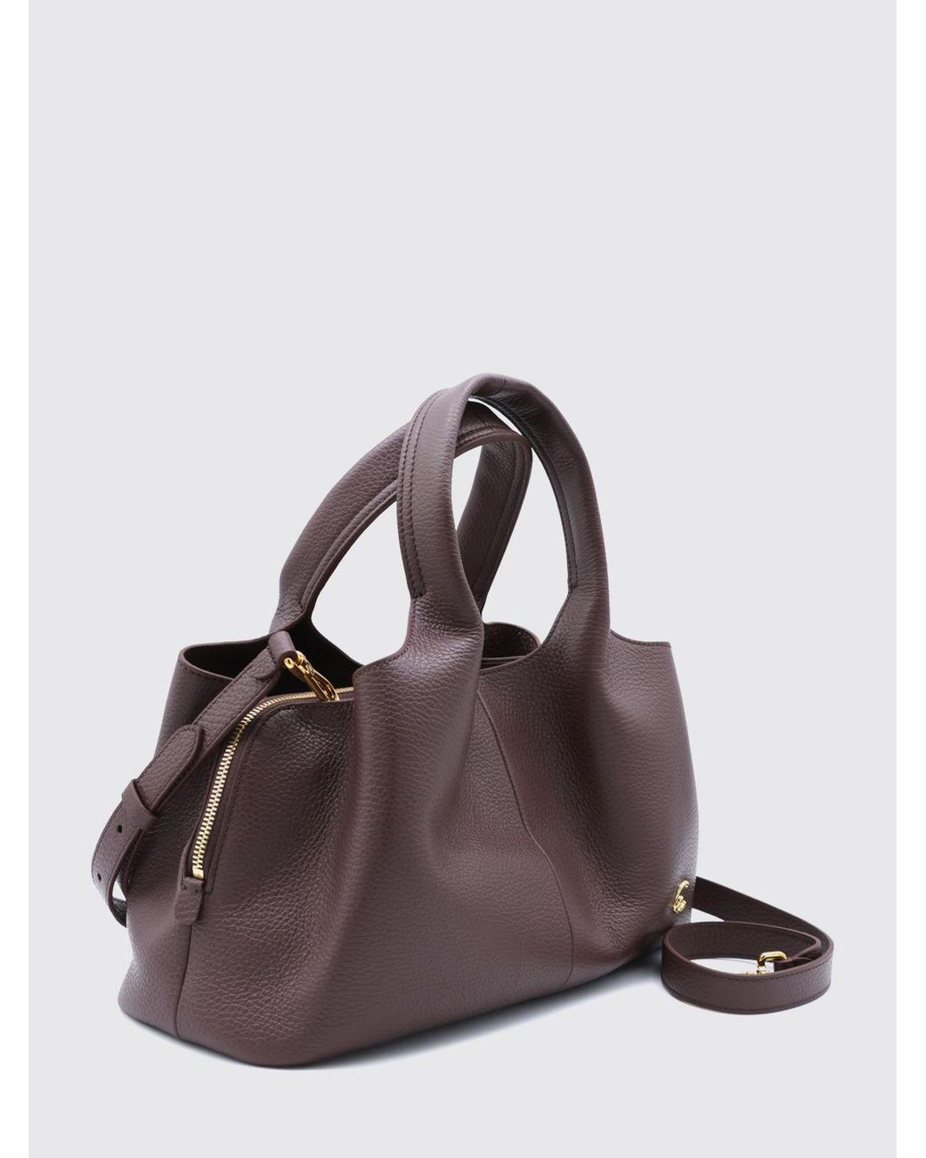 Coccinelle Purple Nell Pebbled Leather Handbag With Removable Shoulder Strap