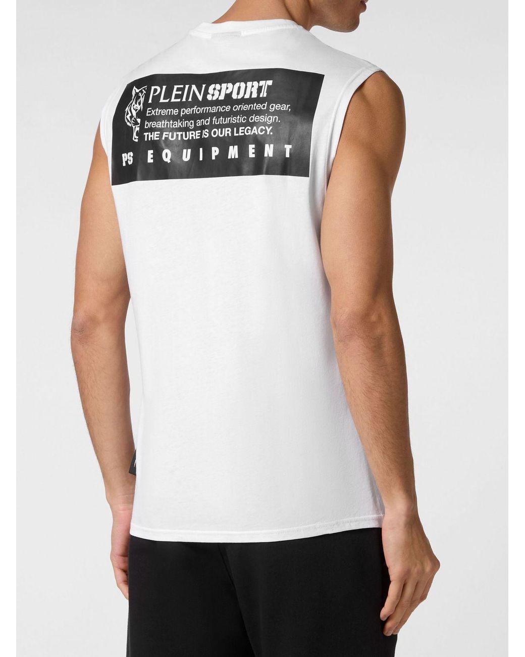 Philipp Plein White Slim Fit Cotton Tank Top With Contrast Logo Print for men