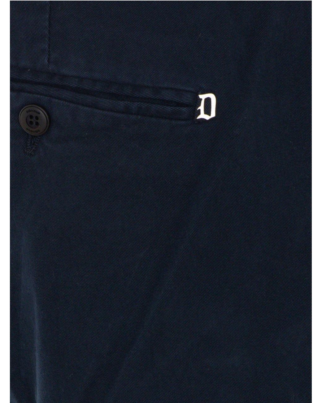 Dondup Blue Gaubert Slim Fit Mid-Rise Velvet Chino Pants for men
