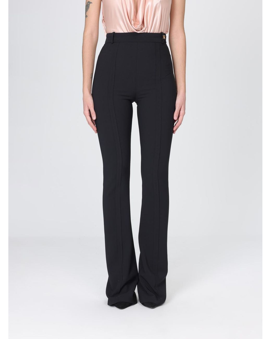 Elisabetta Franchi Blue Crepe Trousers